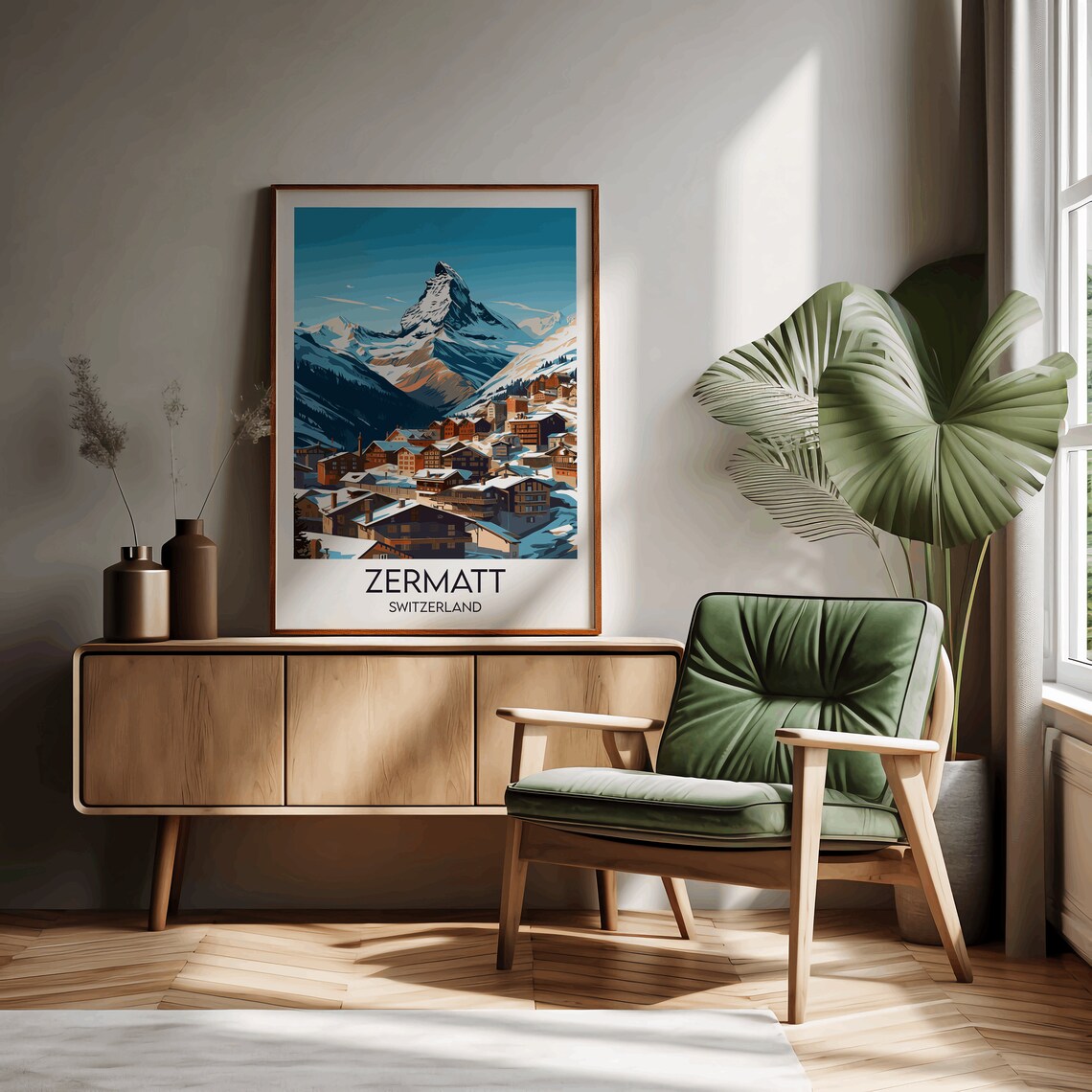 Zermatt Ski Travel Poster, Switzerland Custom Personalised - Image 3