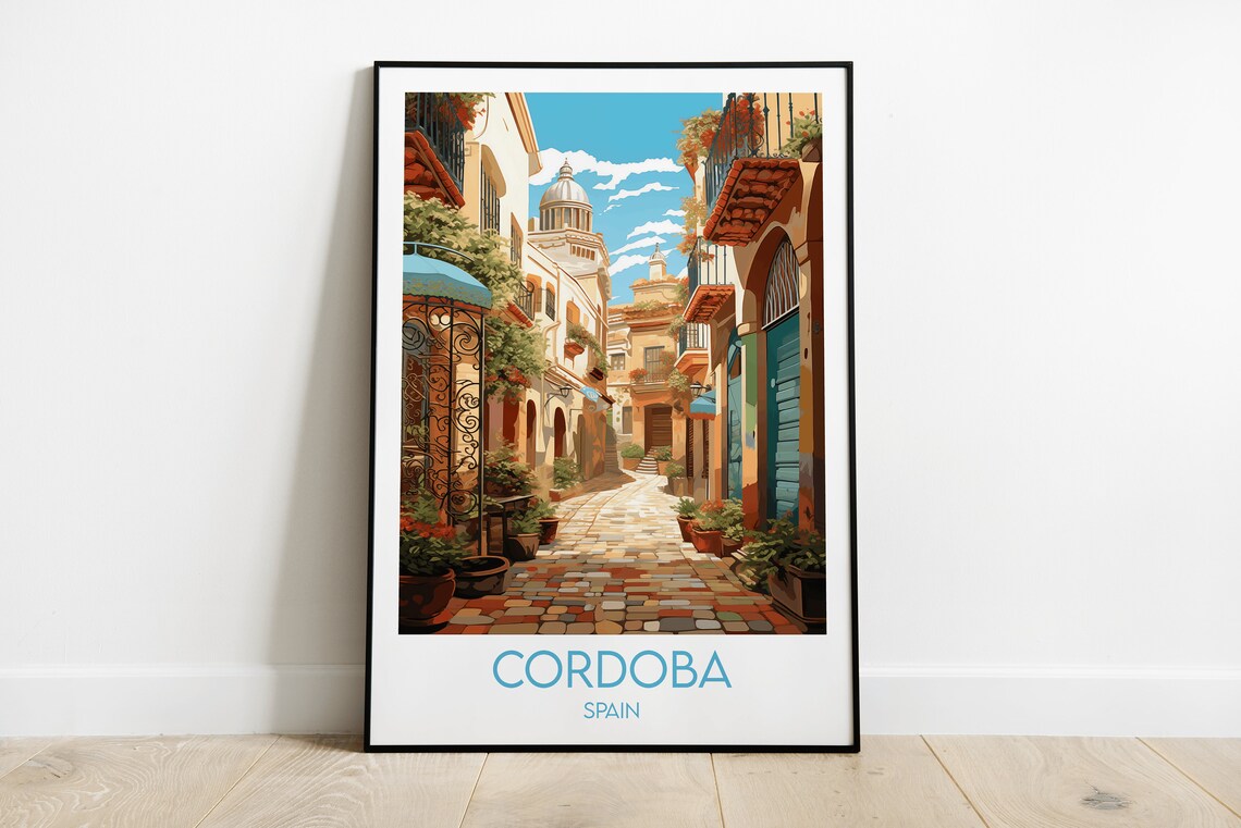 Cordoba Spain Flower Street Old Town Dome Andalusia Travel Poster
