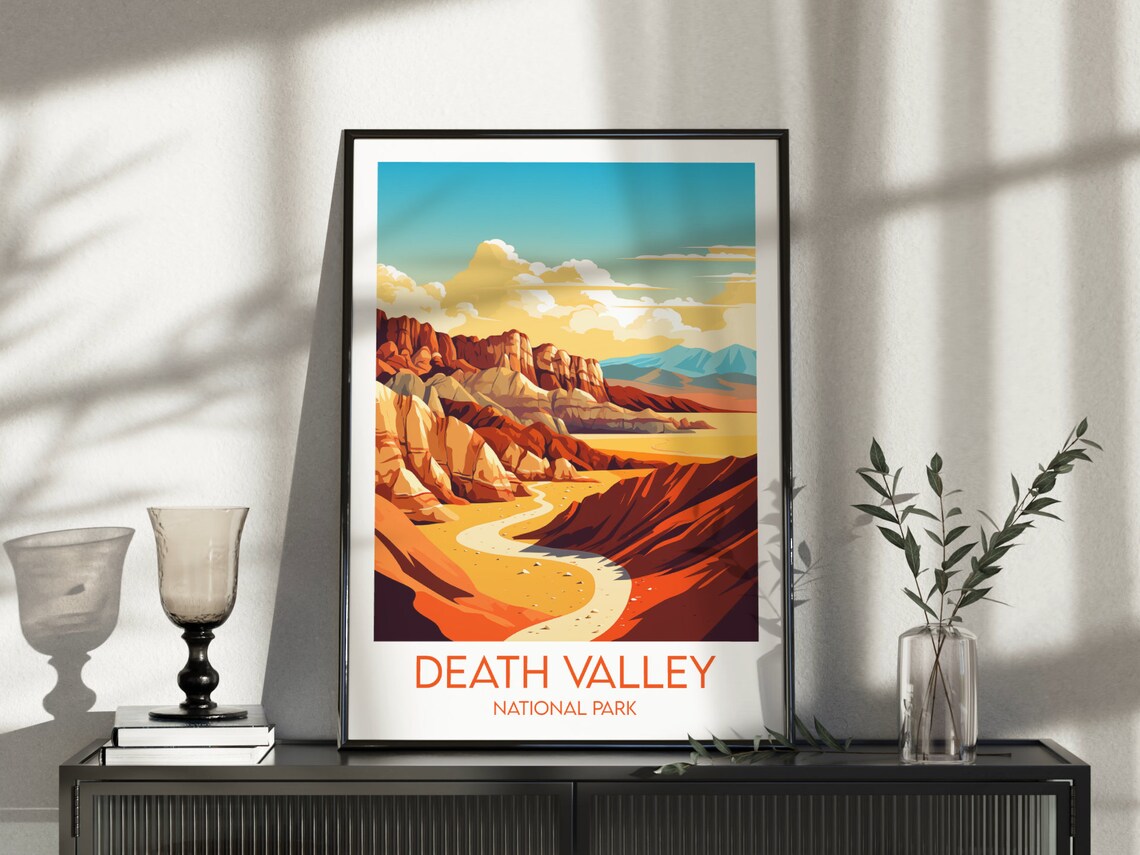 Death Valley National Park Red Rock Canyon Road View Travel Poster - Image 3