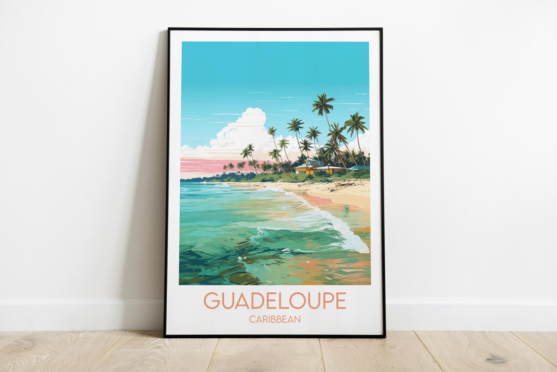 Guadeloupe Travel Poster, Custom Personalised Gift