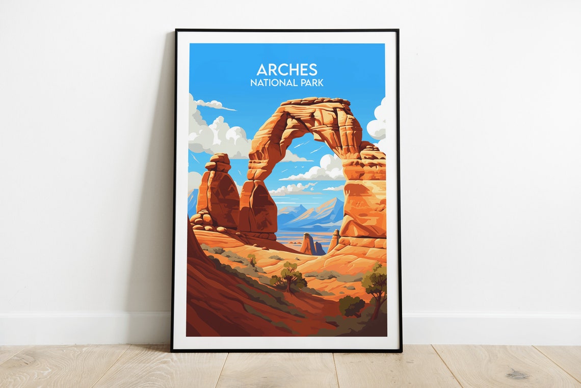 Arches National Park Delicate Arch Red Rock Blue Sky Travel Poster
