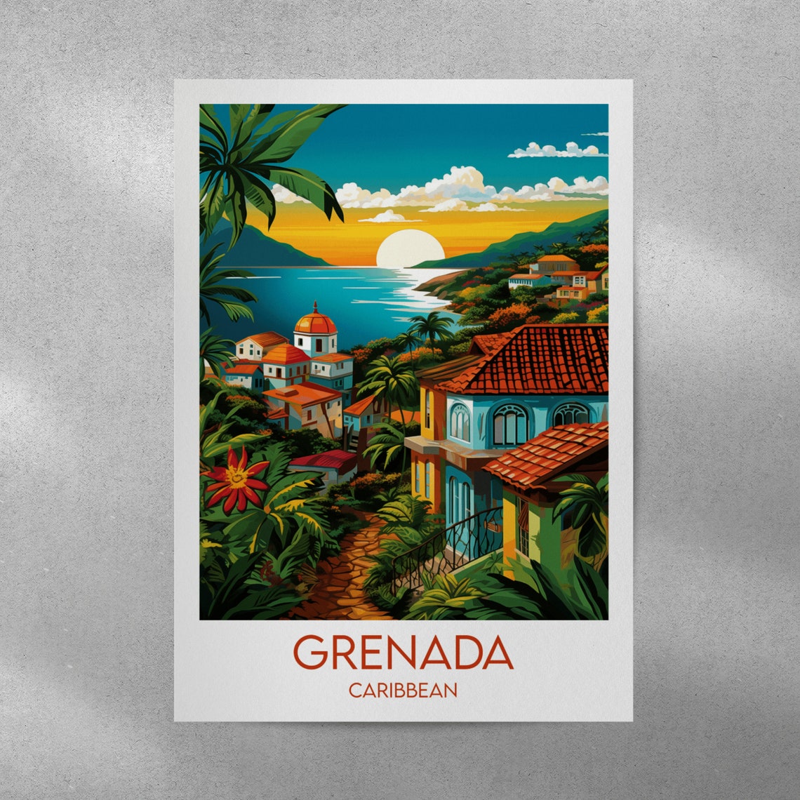 Grenada Travel Print Caribbean Poster Custom Personalised Wedding Birthday Gift - Image 3