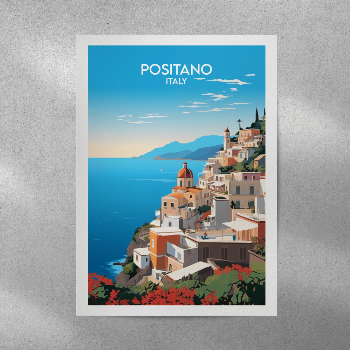 Positano Italy Amalfi Coast Vintage Seaside Village Travel Poster - Image 4