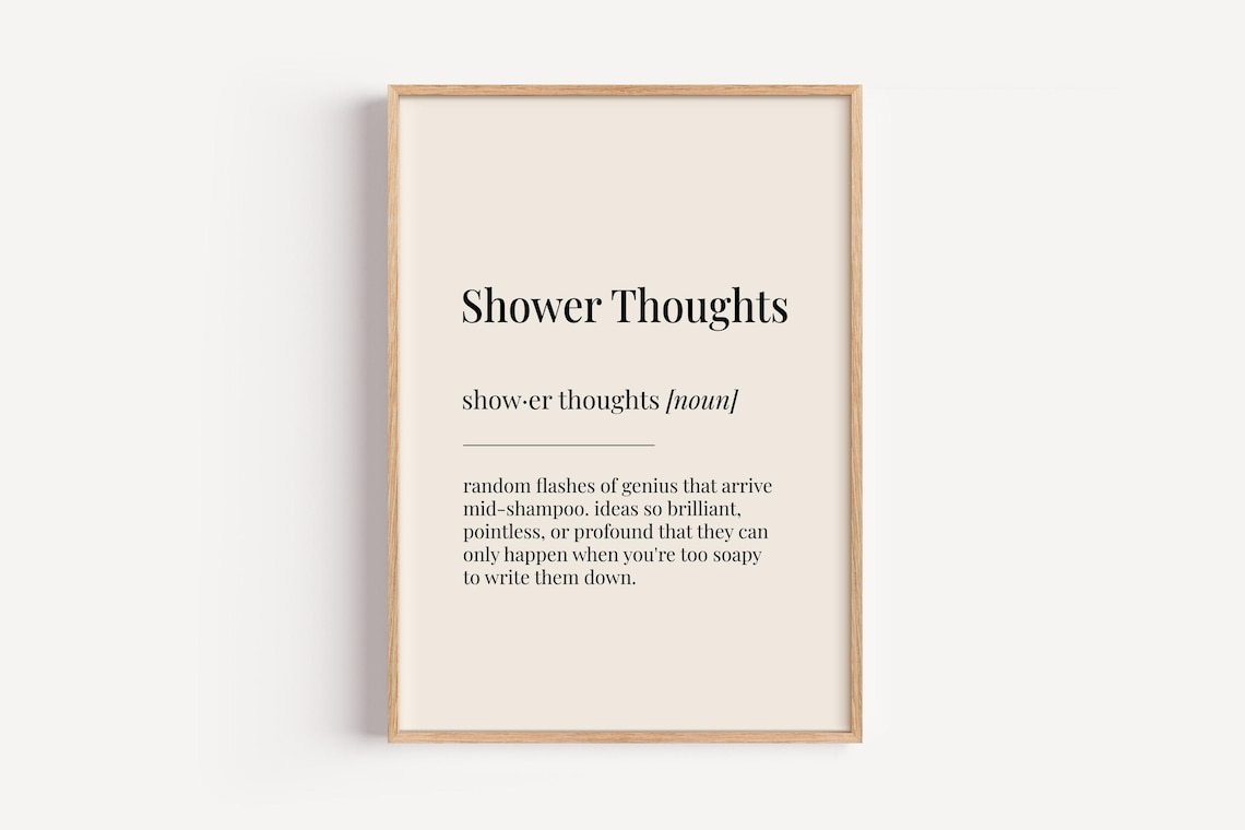 Shower Thoughts Definition Poster, Funny Bathroom Decor