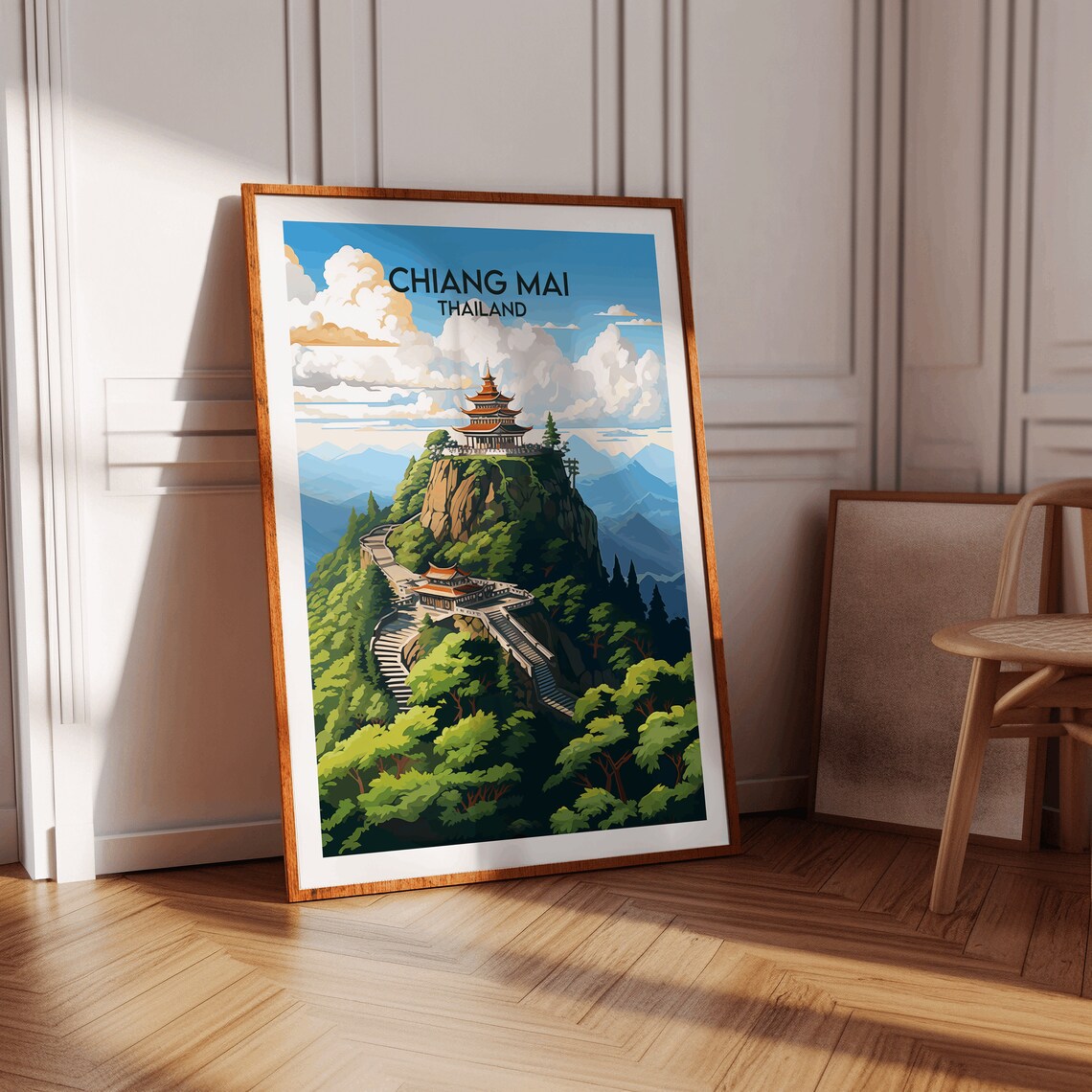Chiang Mai Thailand Mountain Temple Forest Stairs Scenic Travel Poster - Image 4