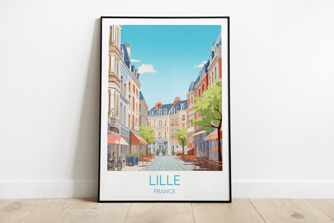 Lille Charming Parisian Boulevard With Cafes France Travel Poster