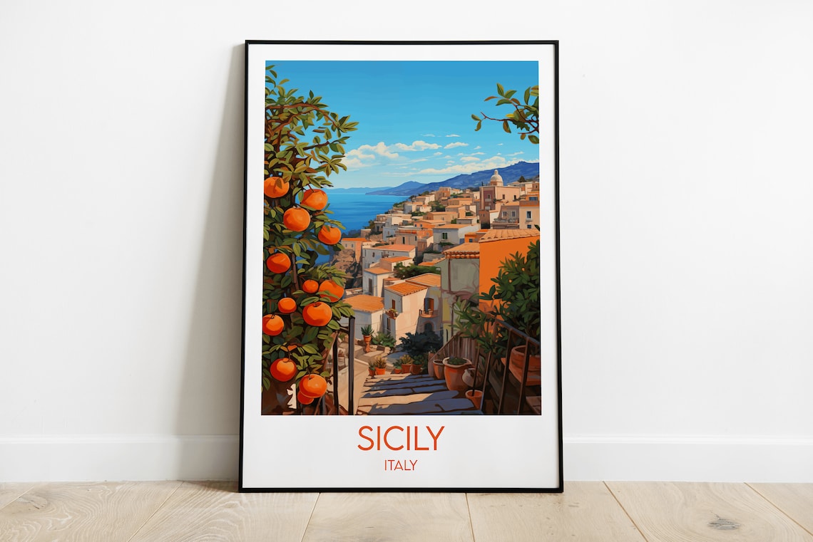 Sicily Travel Poster, Italy Custom Personalised