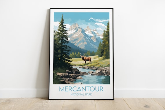 Mercantour National Park Elk Mountain Stream Vintage Travel Poster