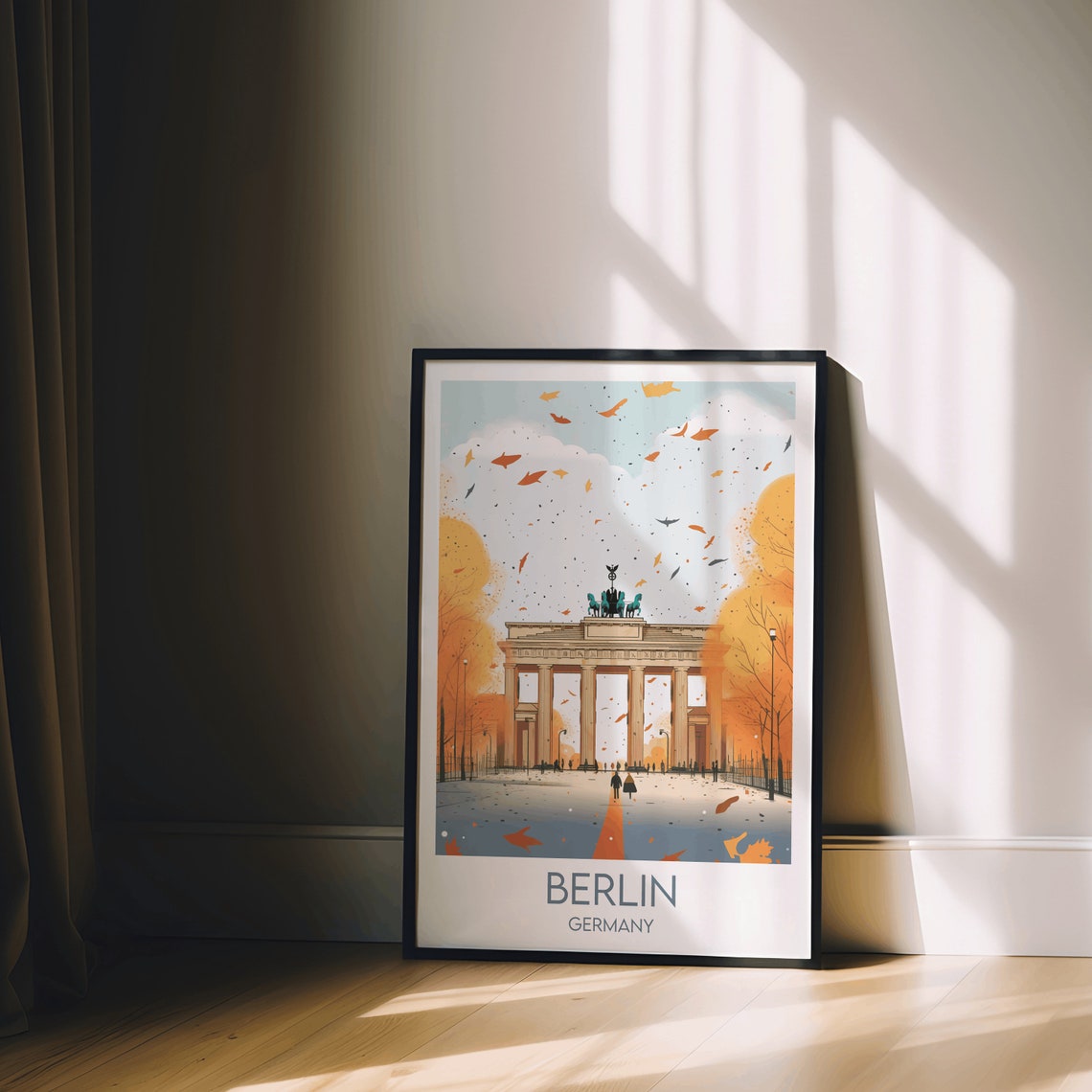 Berlin Germany Brandenburg Gate Autumn Illustration Travel Poster - Image 2