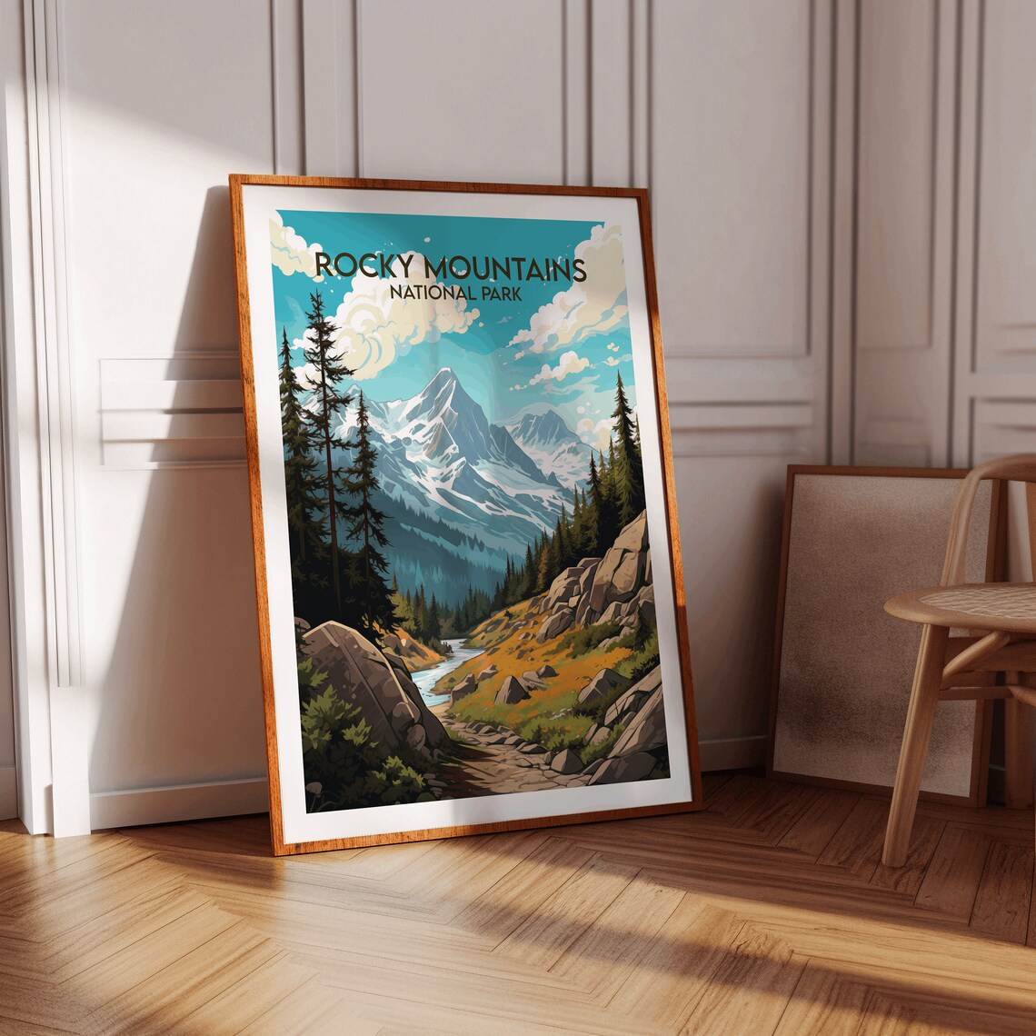 Rocky Mountains National Park Snowy Peaks Vintage Travel Poster - Image 2