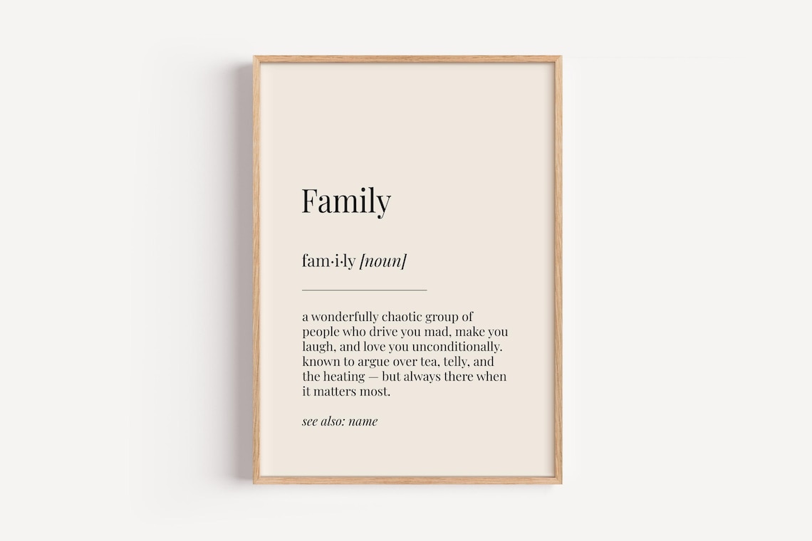 Family Definition Dictionary Poster, Funny Gift For Him Her