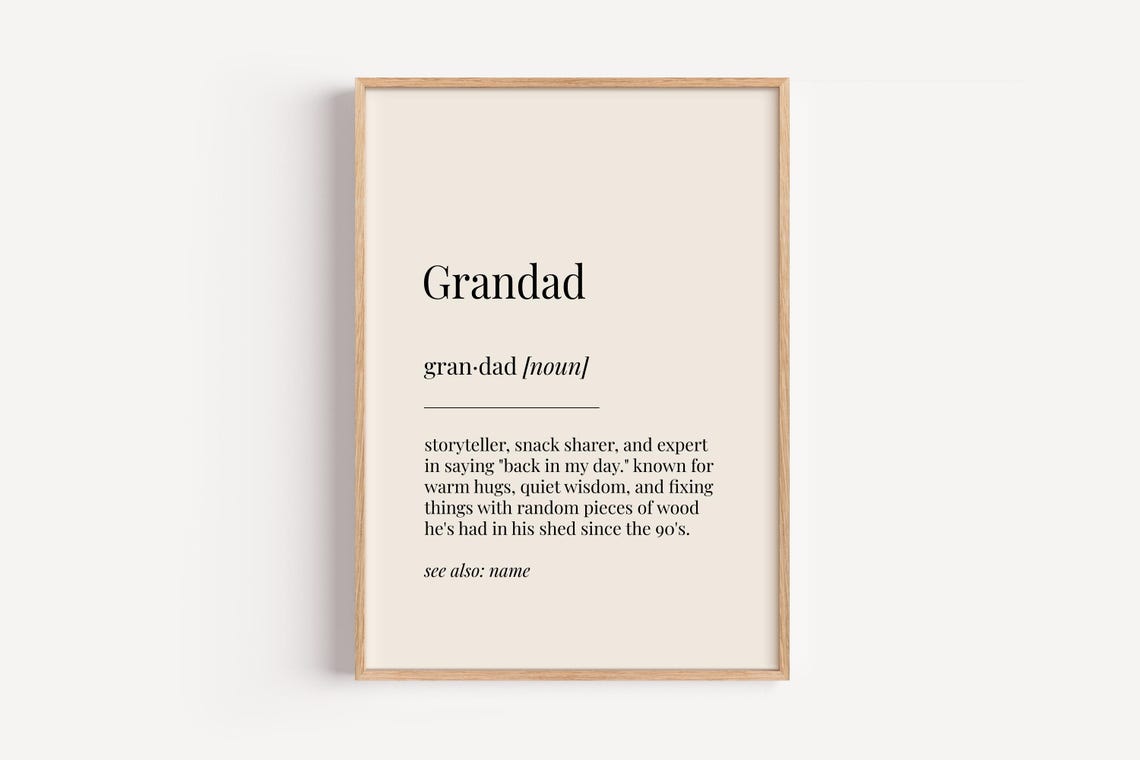 Grandad Definition Poster Funny Birthday Gift For Grandfathers