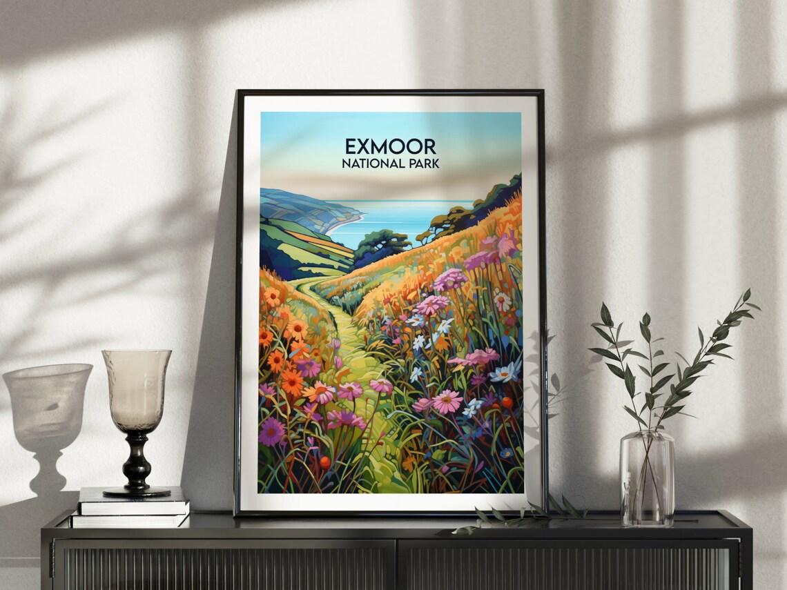 Exmoor National Park Wildflower Coastal Path Sea View Travel Poster - Image 3