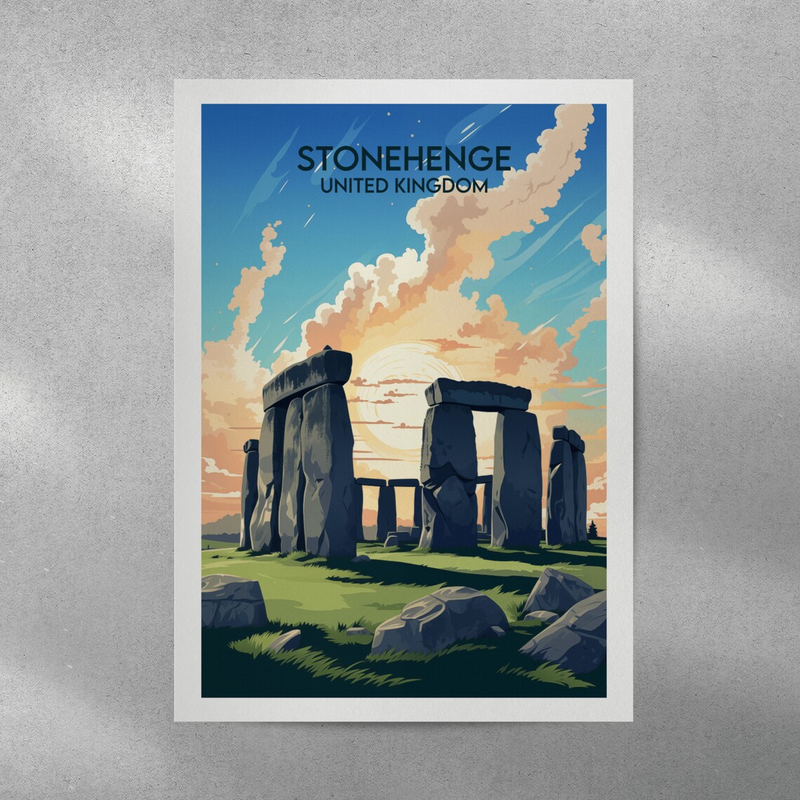 Stonehenge Sunset Ancient Stones Vintage British Travel Poster - Image 4