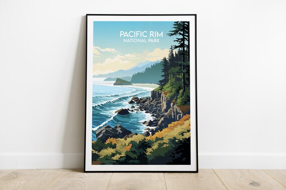 Pacific Rim National Park Canada Coastal Waves Vintage Travel Poster