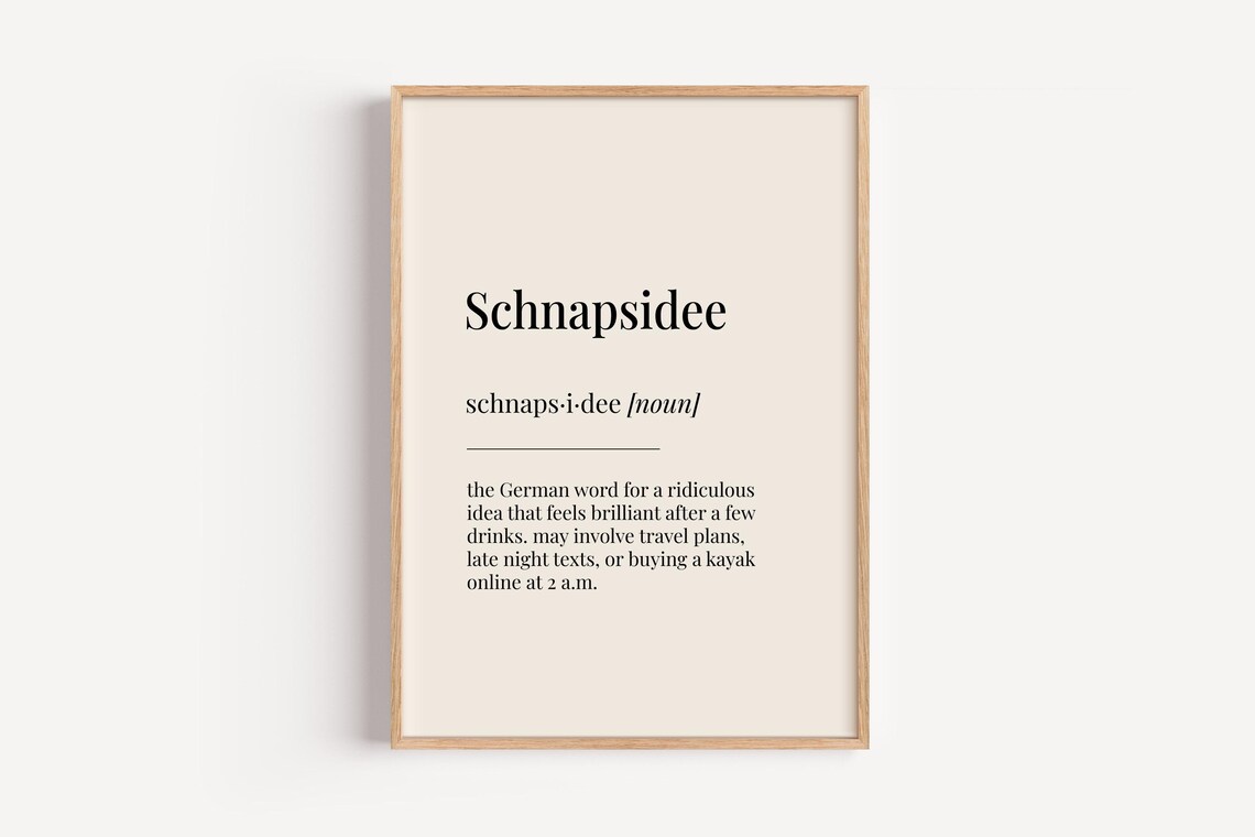 Schnapsidee Definition German Drink Poster Print