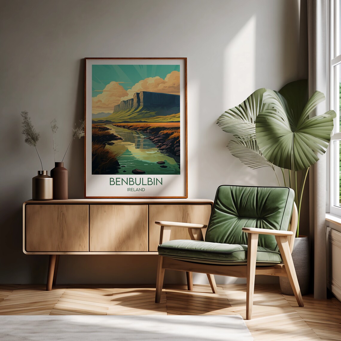 Benbulbin Ireland Mountain Landscape Retro Travel Art Poster - Image 2
