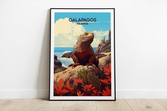 Galapagos Islands Travel Print Ecuador Poster Custom Personalised Wedding Birthday Gift