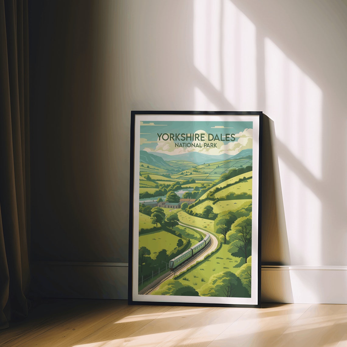 Yorkshire Dales National Park Countryside Train Vista Travel Poster - Image 2