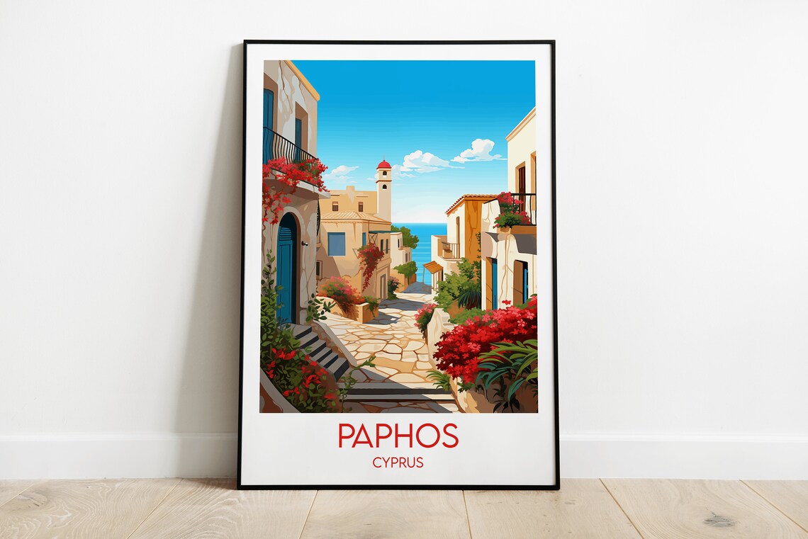 Paphos Travel Poster, Custom Personalised Gift