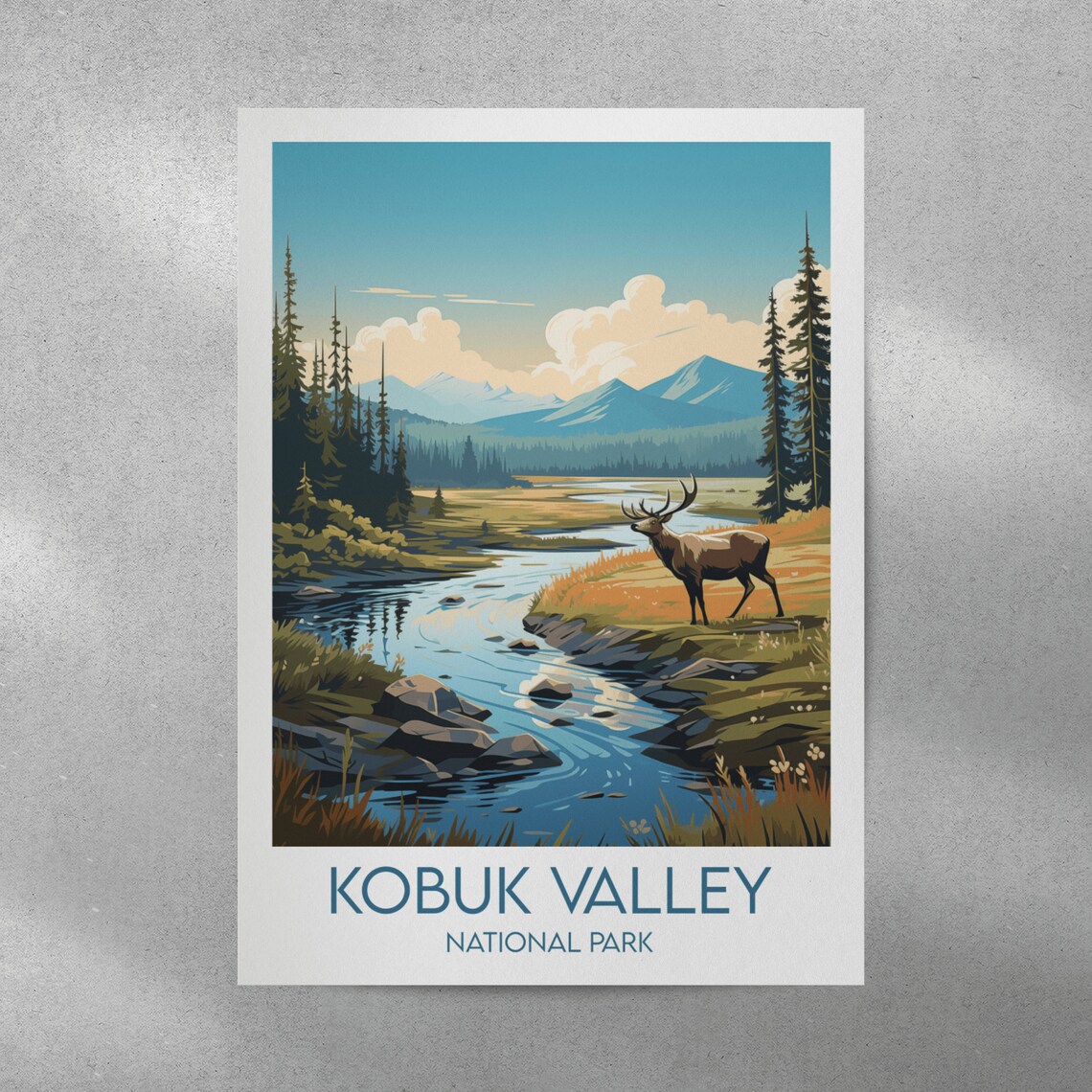 Kobuk Valley National Park Elk River Wildlife Landscape Poster - Image 2