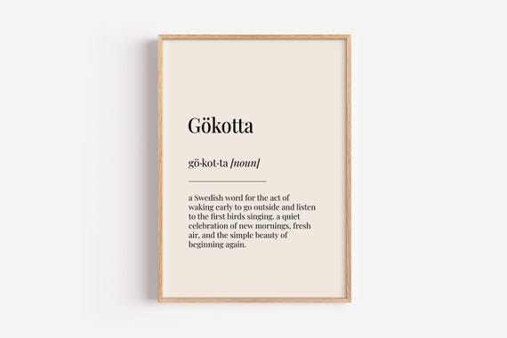 Gokotta Definition Print Dictionary Poster Swedish Home Wall Art Funny Gift For Him Her