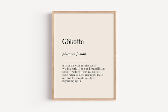 Gokotta Swedish Word Definition Poster Dictionary Decor for Mornings