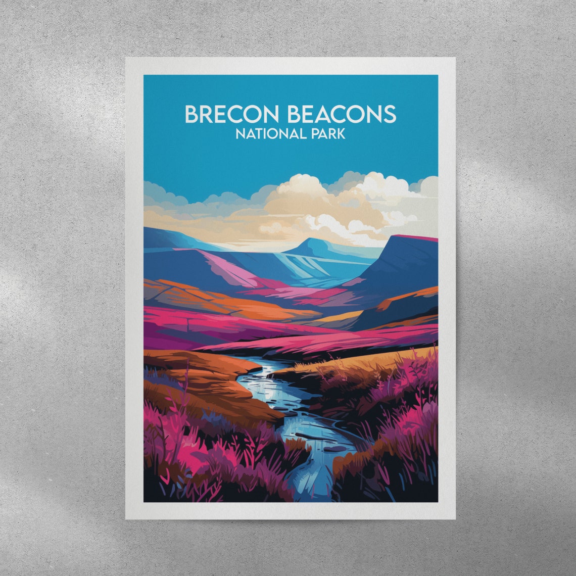 Brecon Beacons National Park Purple Moor Stream Dramatic Travel Poster - Image 2