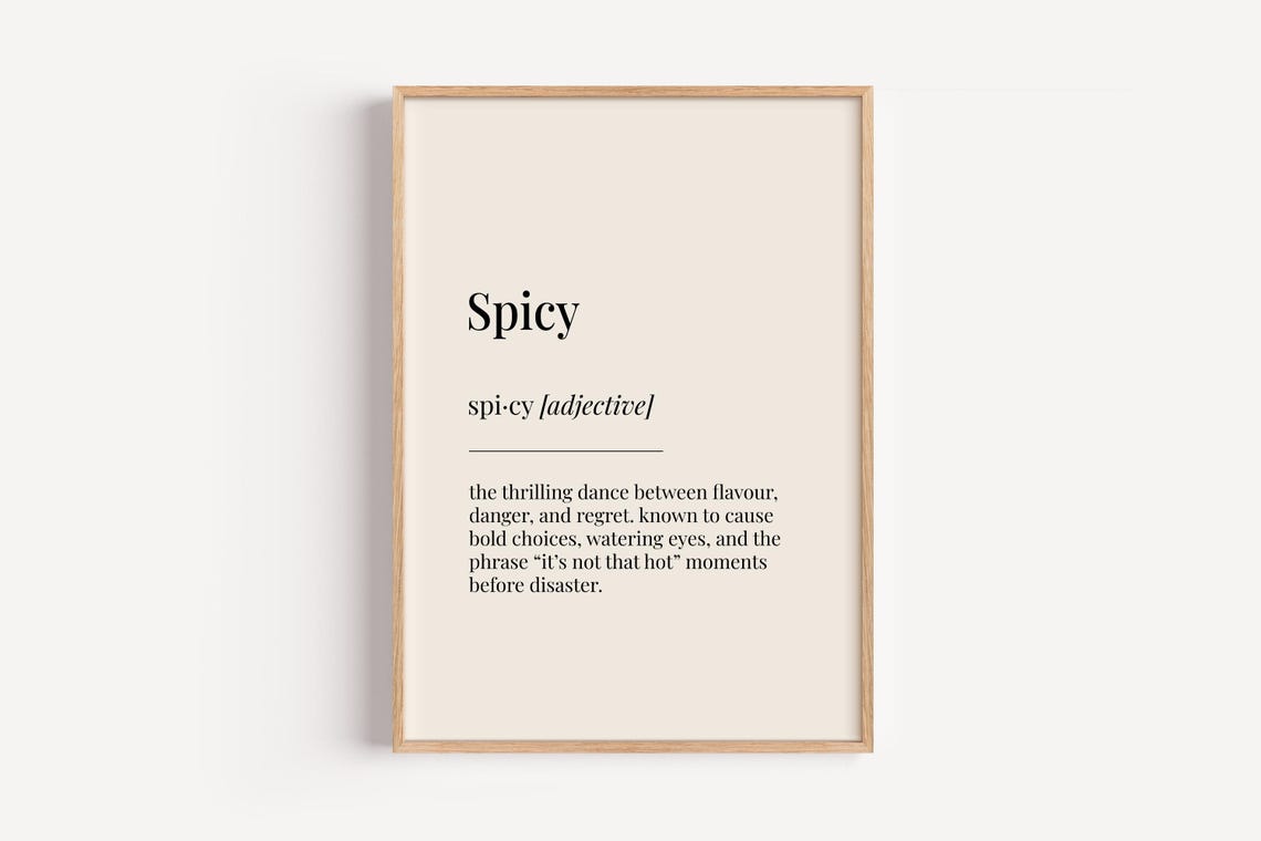 Spicy Dictionary Definition Food Lover Funny Kitchen Wall Poster