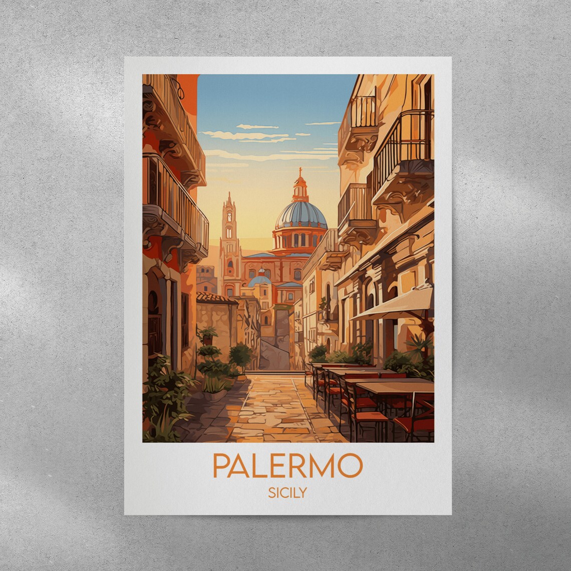 Palermo Sicily Old Town Street Cathedral Scenic Travel Poster - Image 4