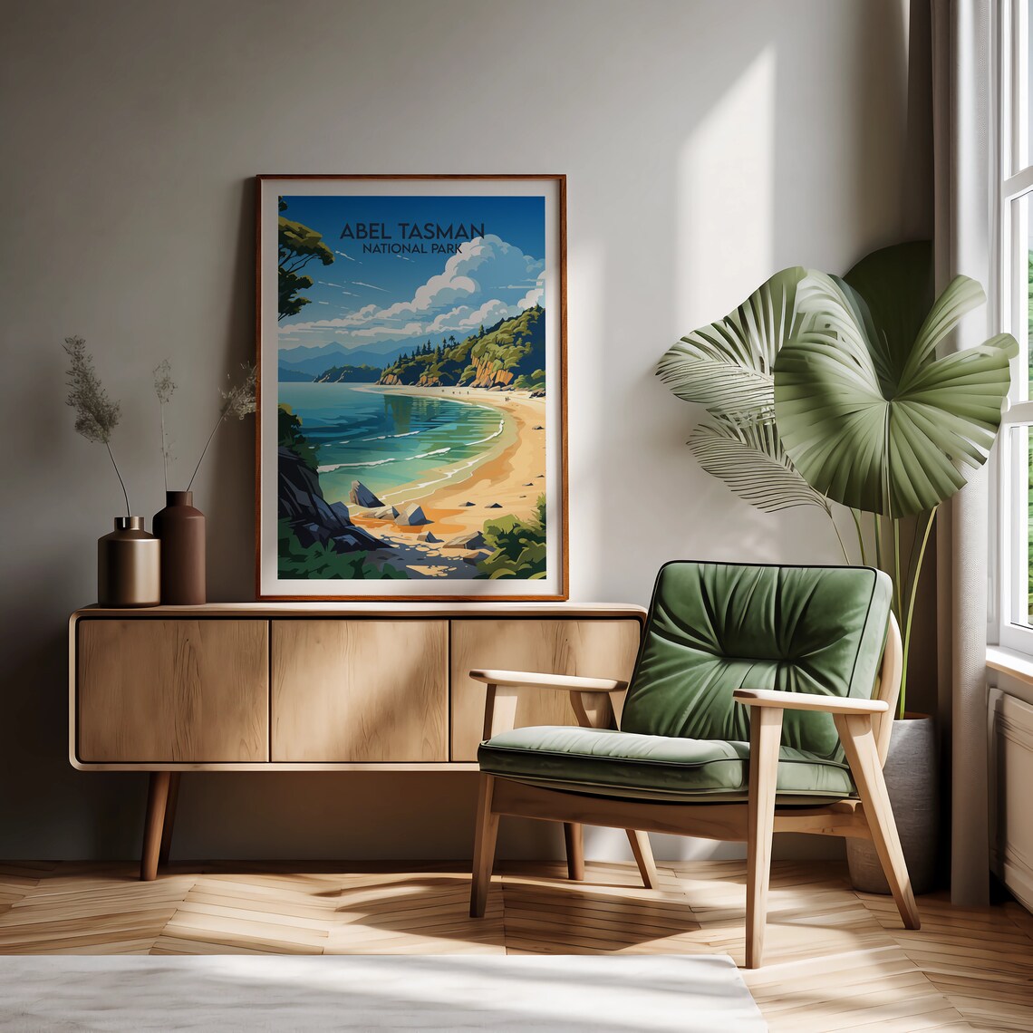 Abel Tasman National Park Golden Beach Coast Travel Art Poster - Image 2