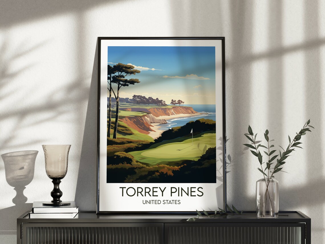 Torrey Pines Cliffside Coastal Golf Course Ocean View Sport Poster - Image 5