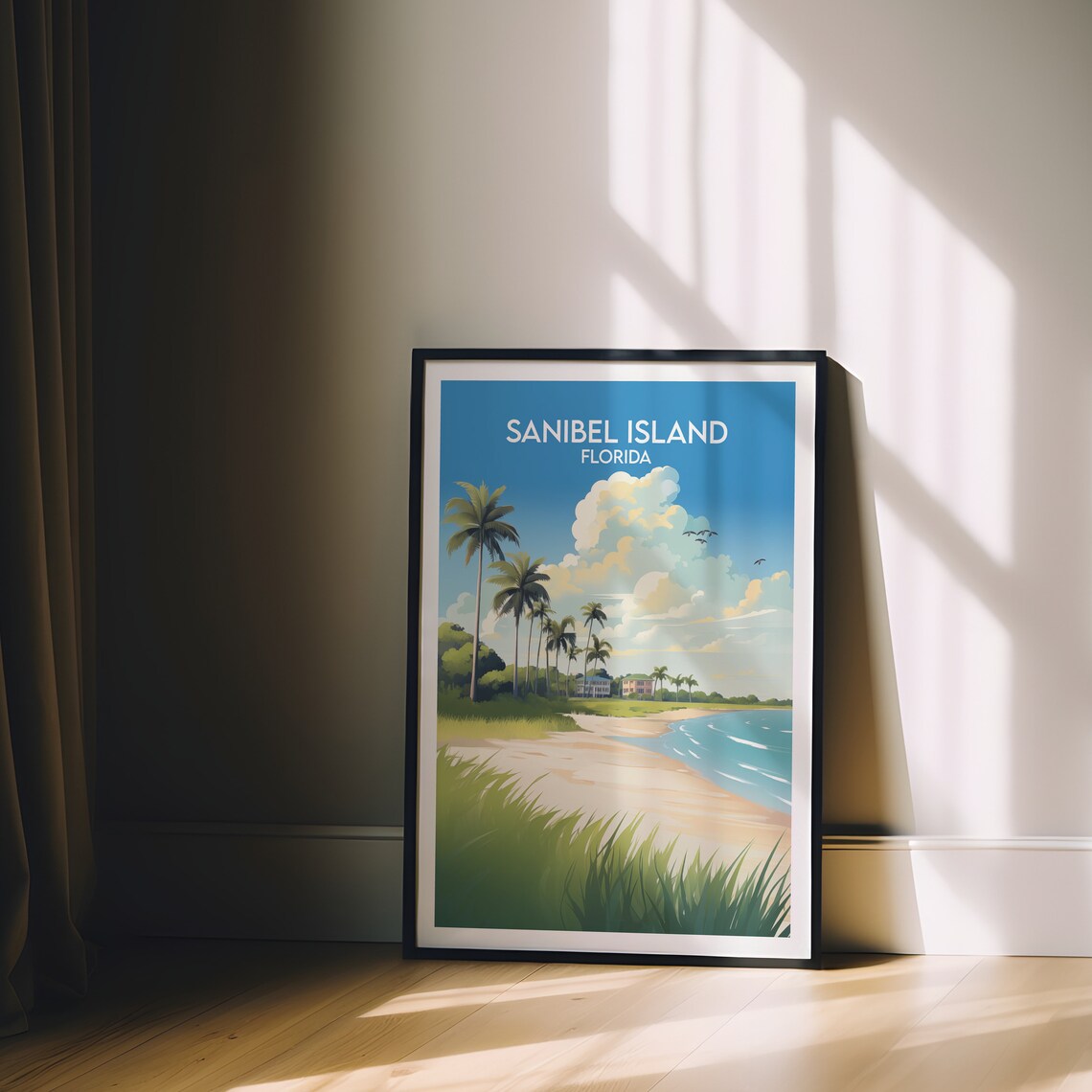 Sanibel Island Florida Palm Beach Shoreline Vintage Travel Poster - Image 2