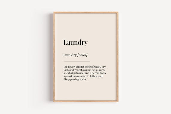 Laundry Definition Print Dictionary Poster Home Living Bedroom Wall Art Funny Gift For Him Her