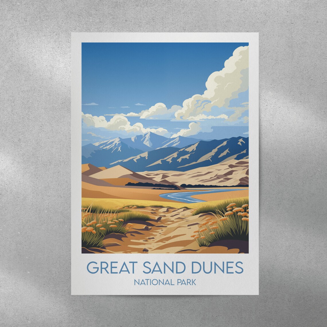 Great Sand Dunes National Park Flower Trail Wildflower Art Poster - Image 3