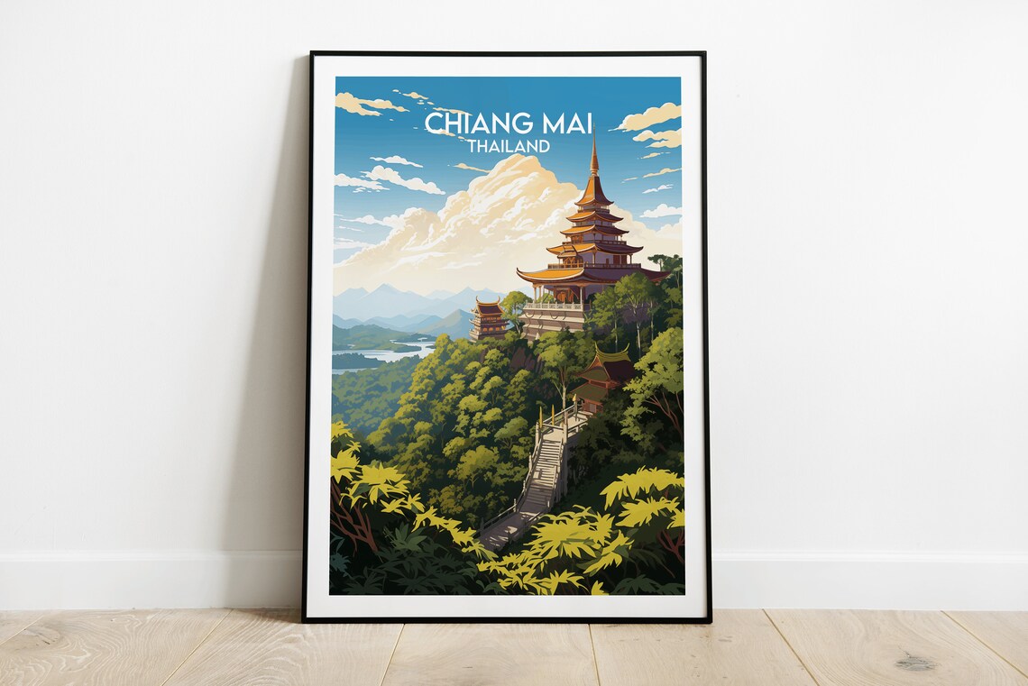Chiang Mai Travel Poster, Custom Personalised Print