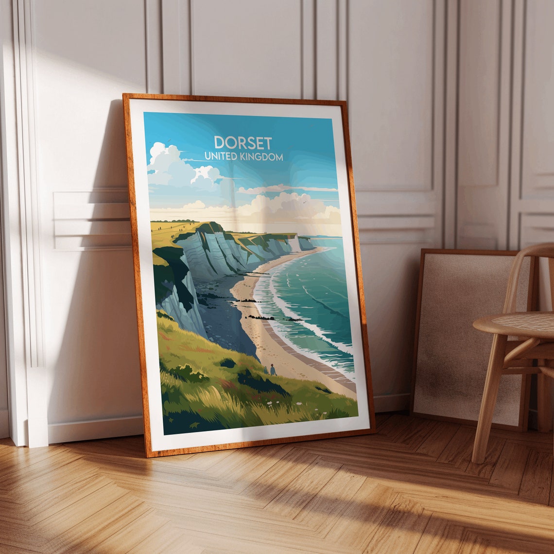 Dorset United Kingdom White Cliffs Beach Coast Travel Poster - Image 4