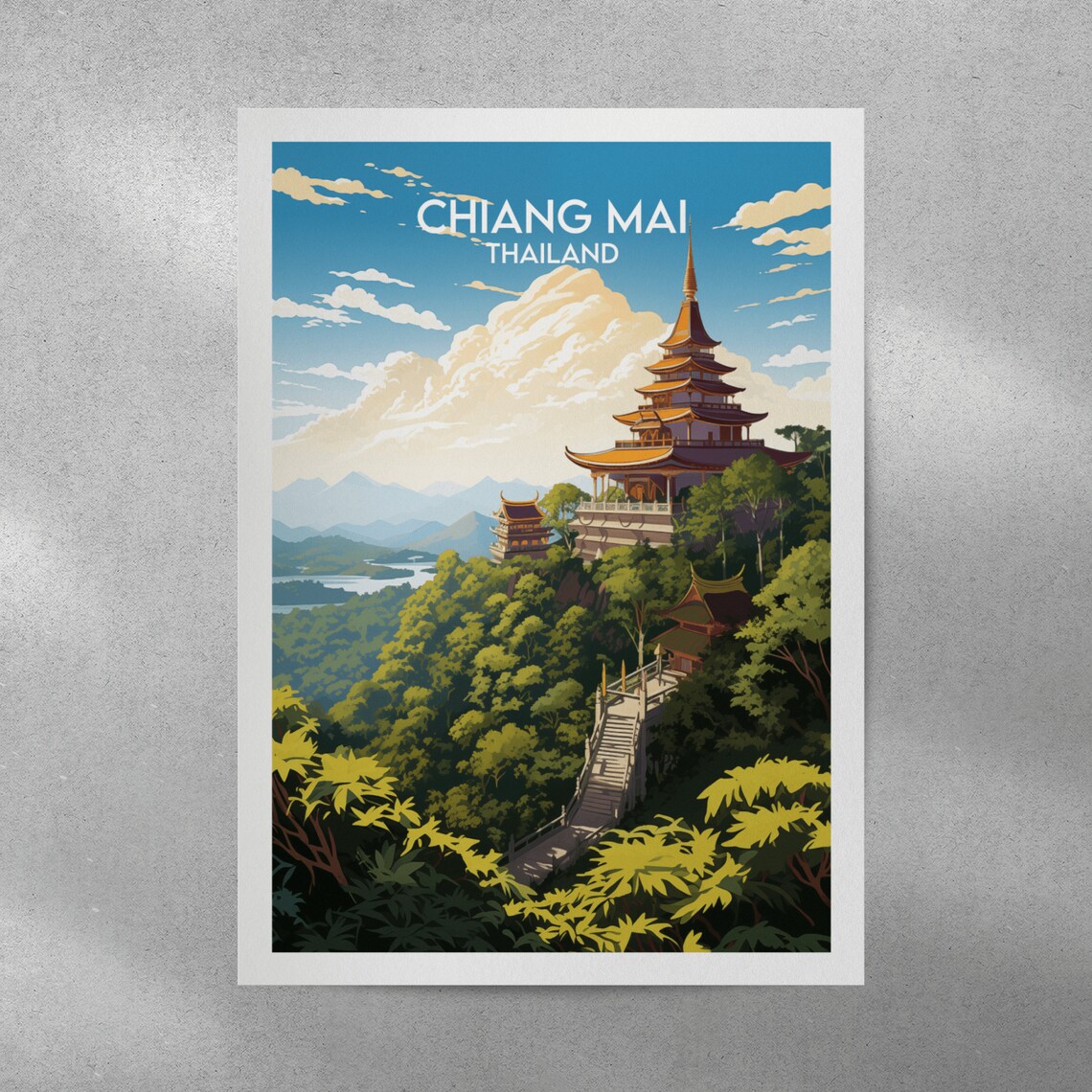 Chiang Mai Travel Poster, Custom Personalised Print - Image 3