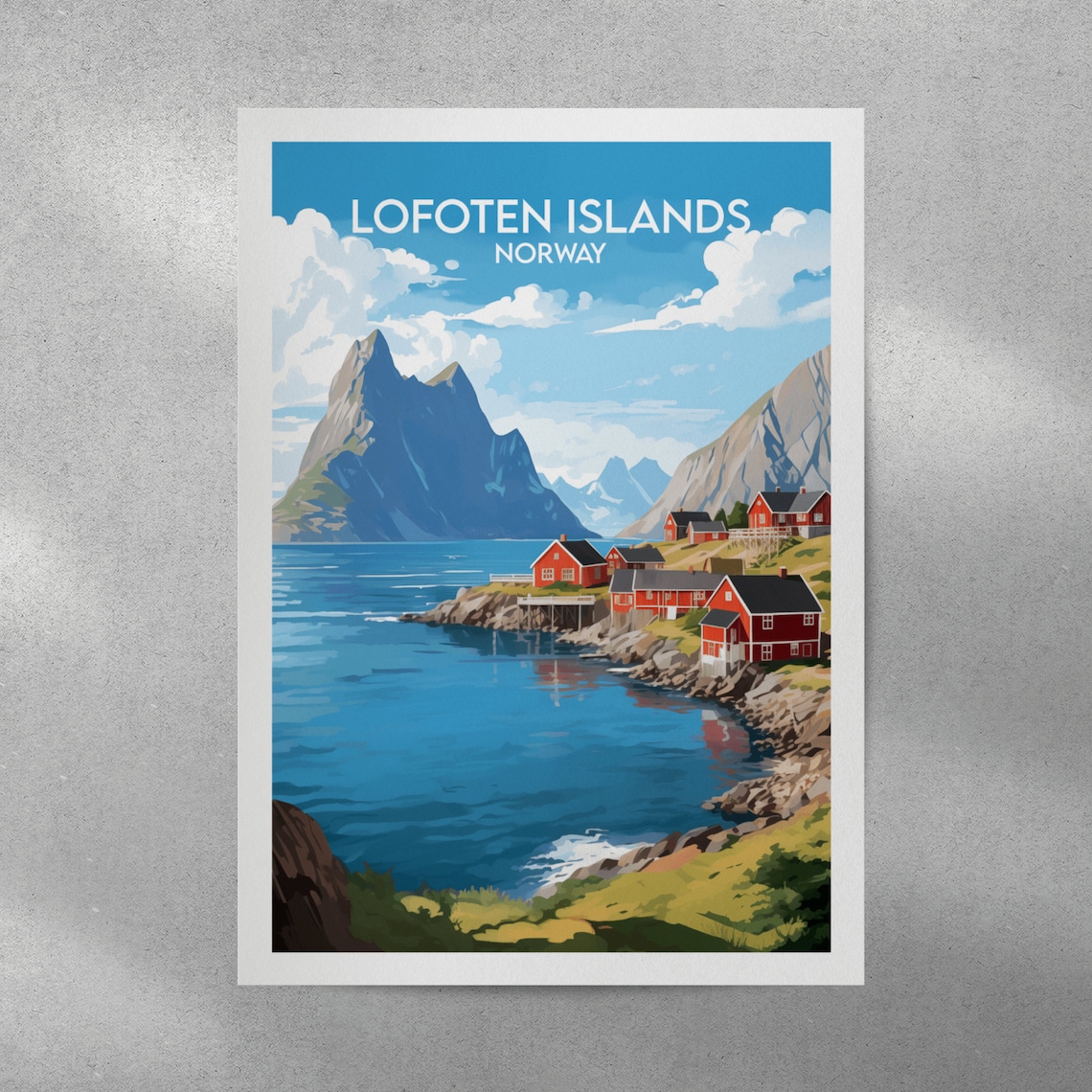 Lofoten Islands Norway Vintage Arctic Fishing Village Travel Poster - Image 4