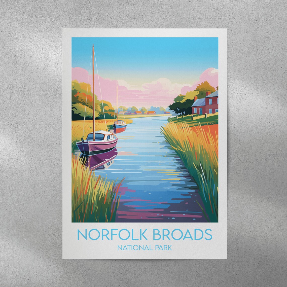 Norfolk Broads National Park Sailing Boats Retro Travel Poster - Image 2
