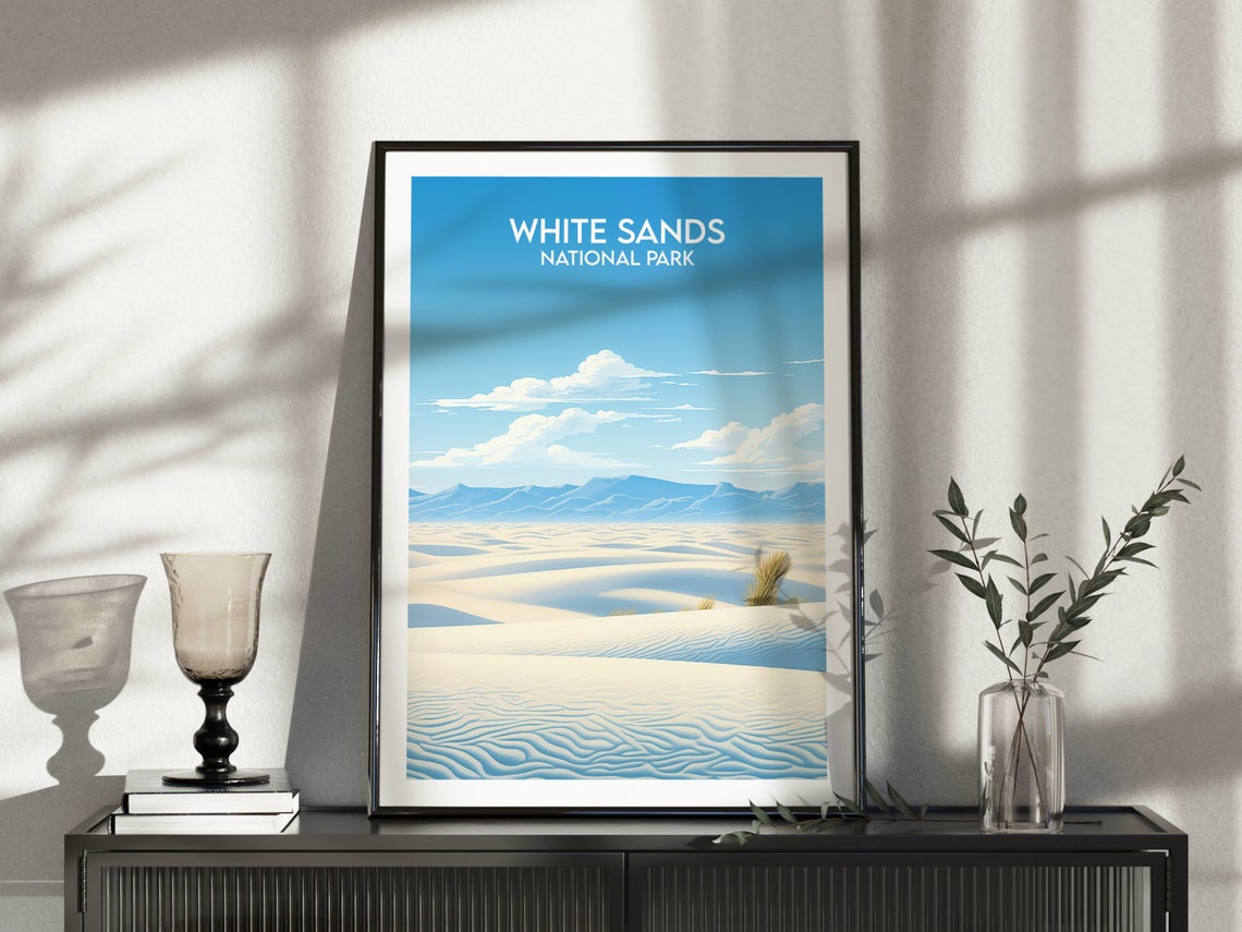 White Sands National Park Blue Sky Desert Dunes Scenic Wall Art - Image 5