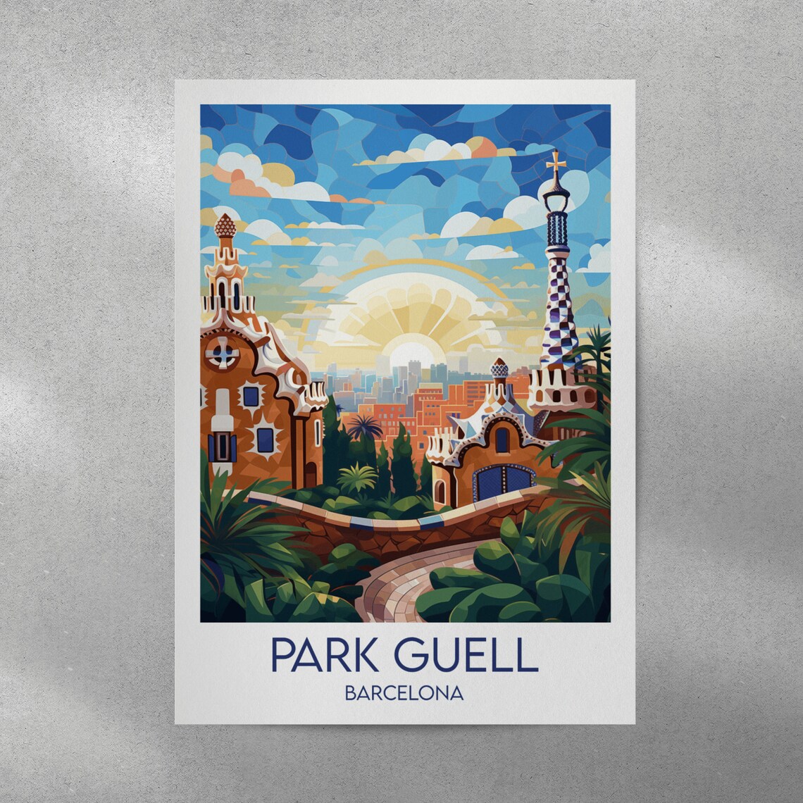 Park Guell Travel Poster, Custom Personalised Gift - Image 4