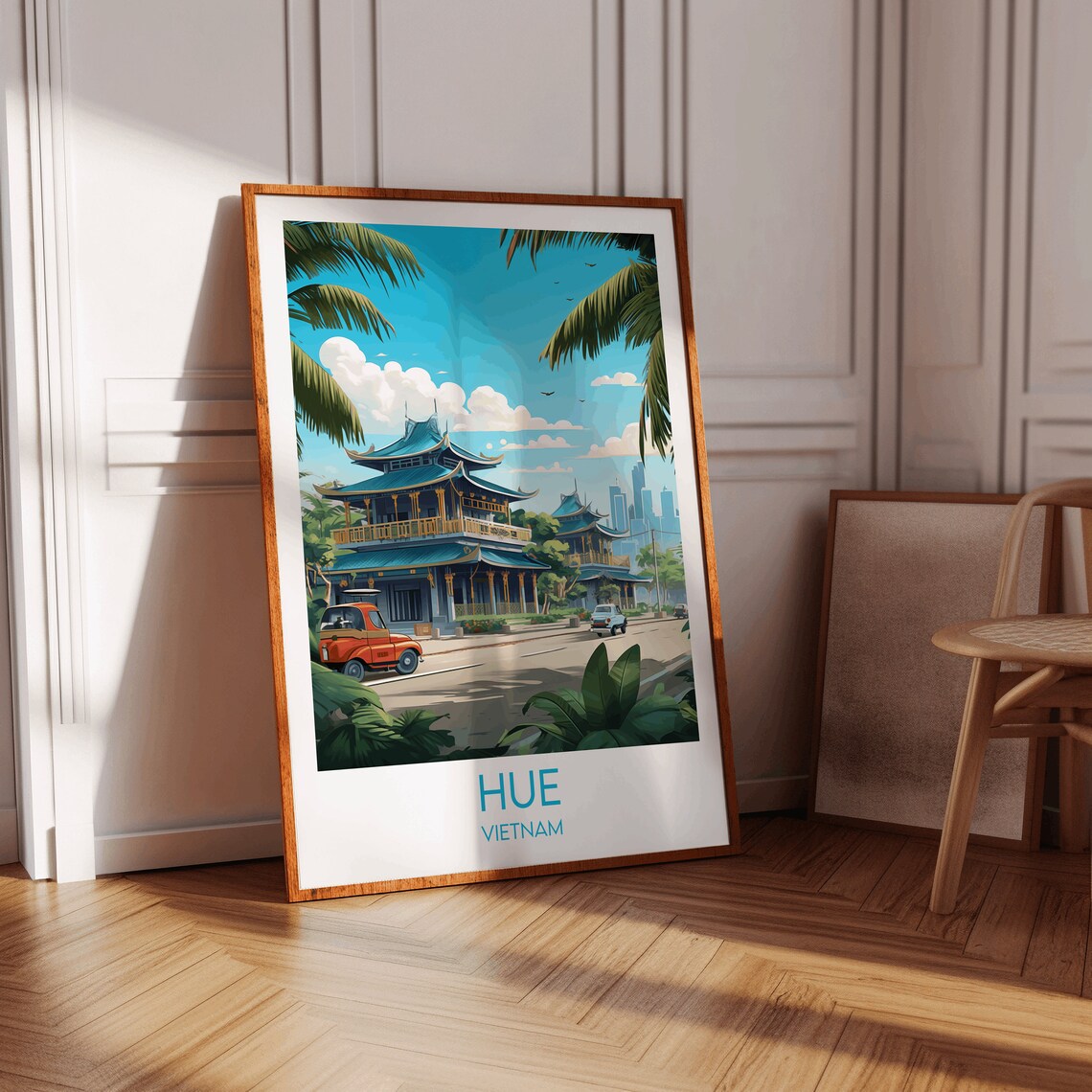 Hue Vietnam Tropical Pagoda Heritage Landmark Street Art Poster - Image 2