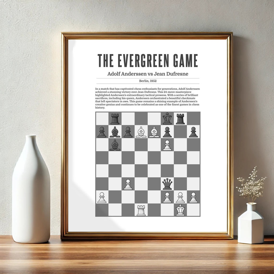 The Evergreen Game Anderssen Vs Dufresne Berlin 1852 Chess Poster