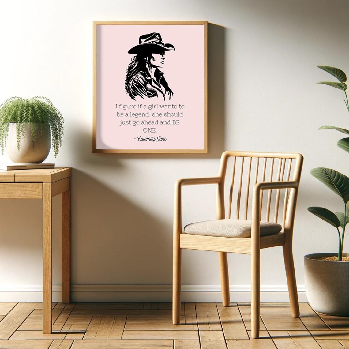 Calamity Jane Be a Legend Iconic Cowgirl Pink Quote Art Poster - Image 2