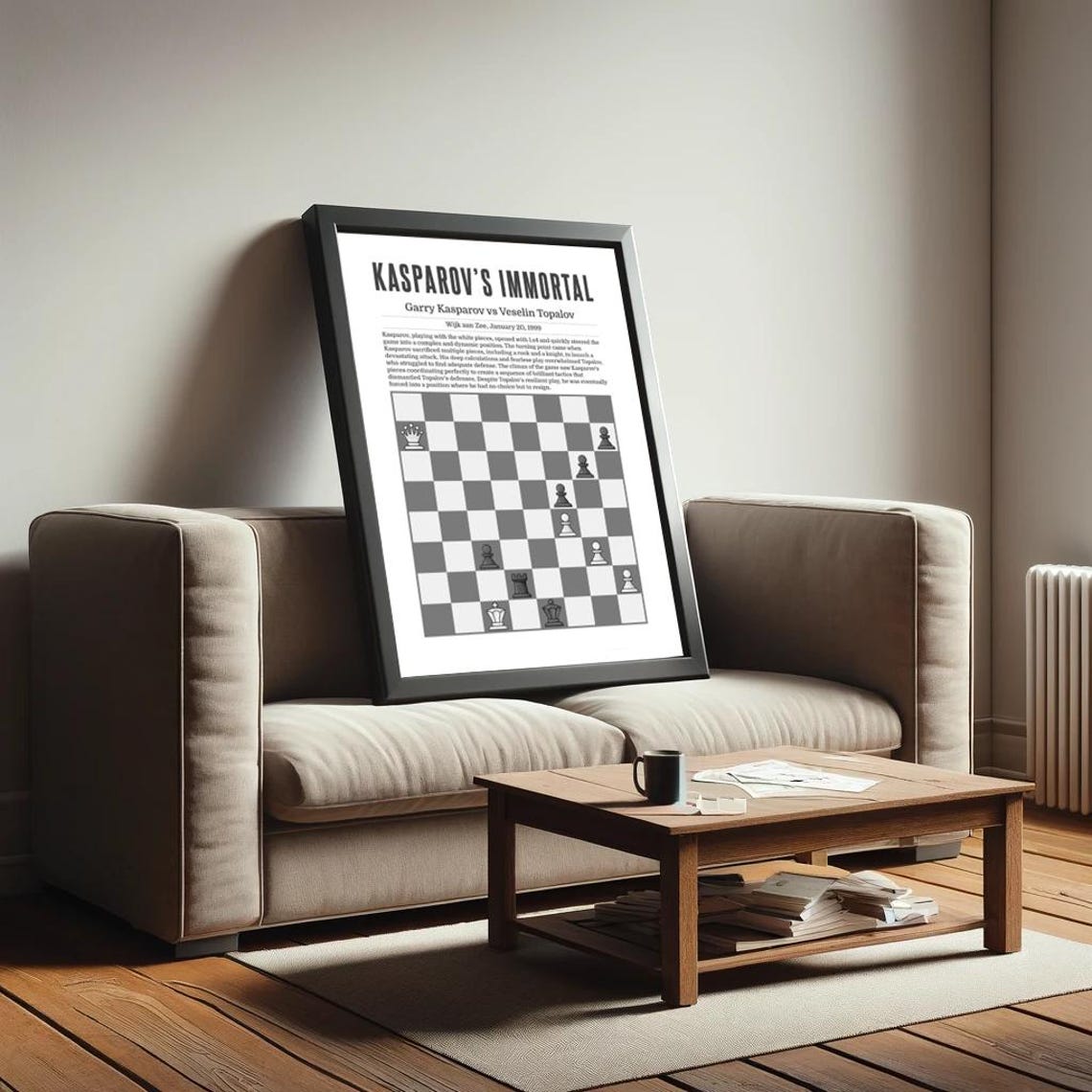 Kasparovs Immortal Kasparov Vs Topalov Attacking Chess Game Poster