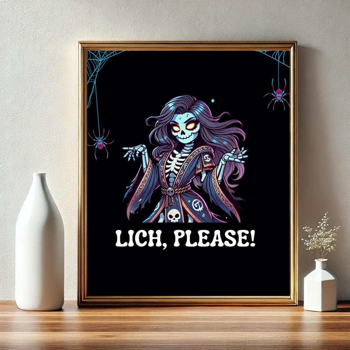 Lich Please Funny Skeleton Lich Woman Halloween Spooky Poster