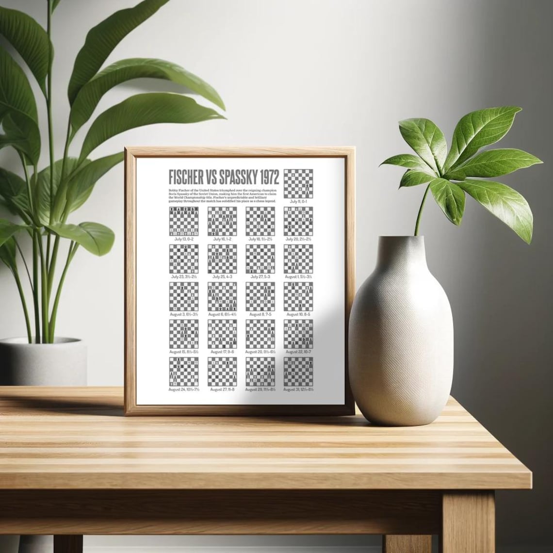 Fischer vs Spassky 1972 World Chess Championship Match History Poster