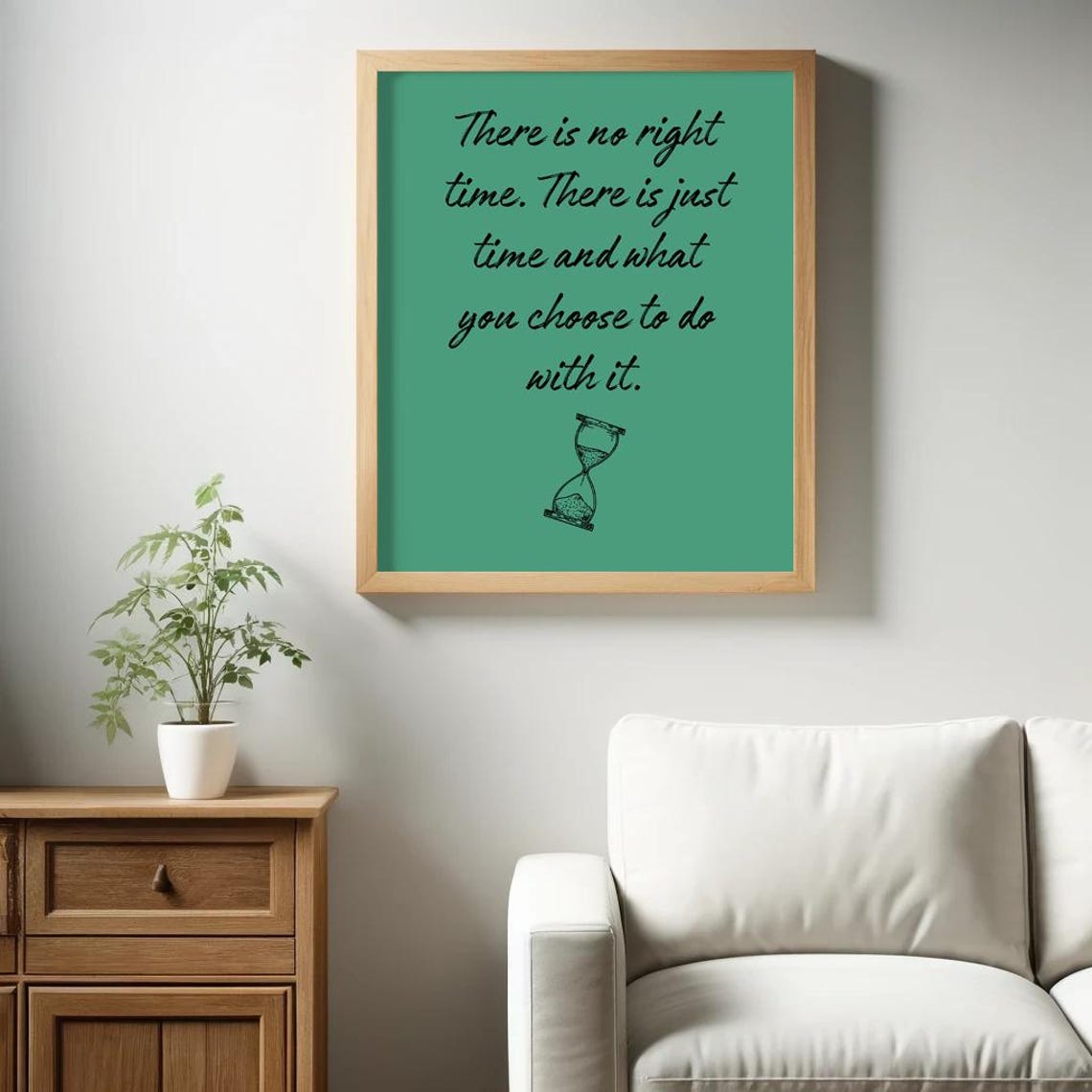 There Is No Right Time Just Time Inspirational Hourglass Poster - Image 2