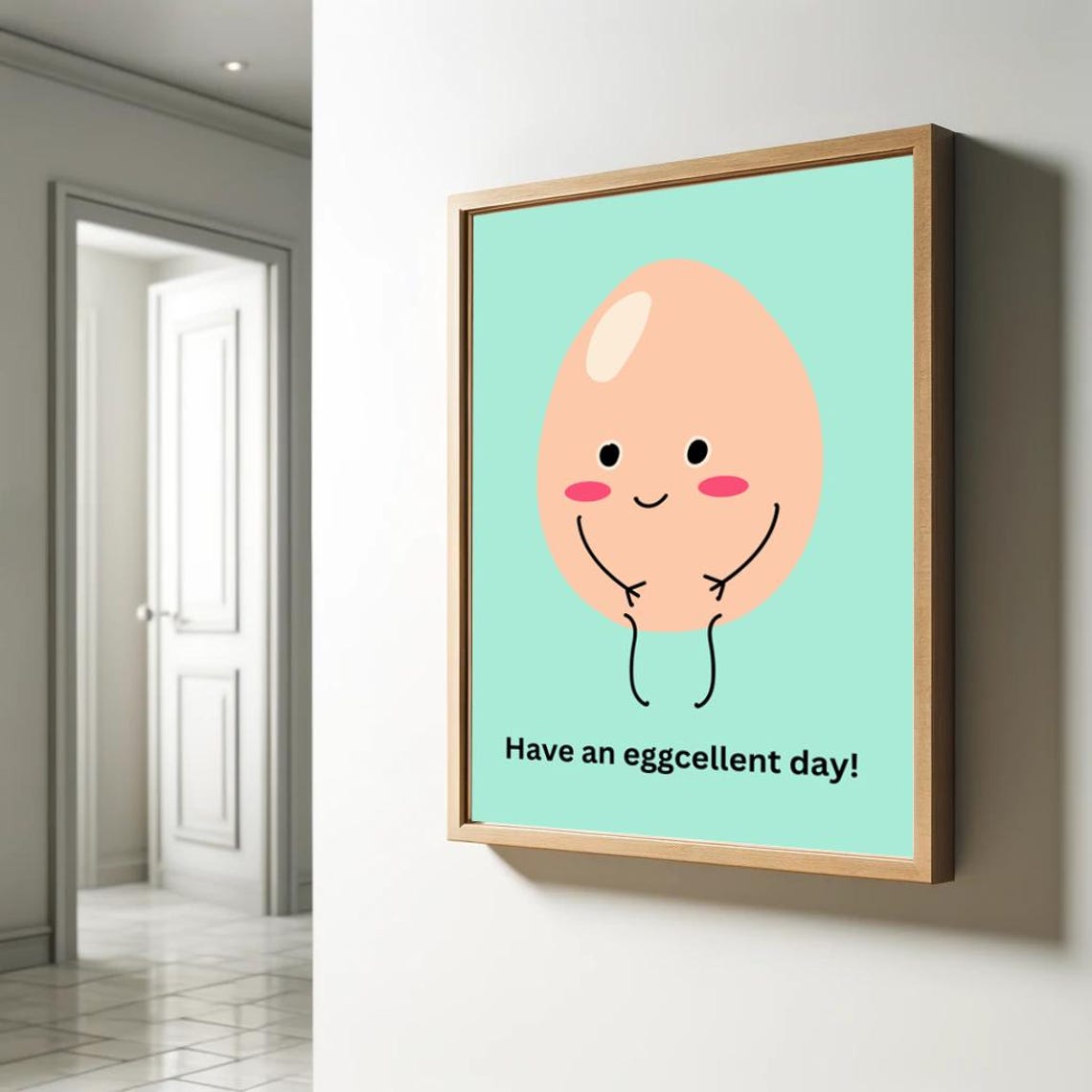 Have an Eggcellent Day Cute Smiling Egg Funny Food Pun Poster - Image 2